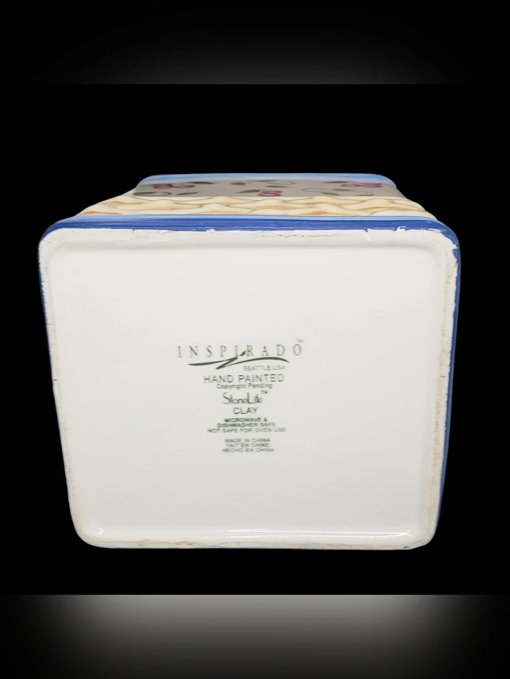 Vintage Insprado Hand Painted Ceramic Cherry Pattern Cookie Jar